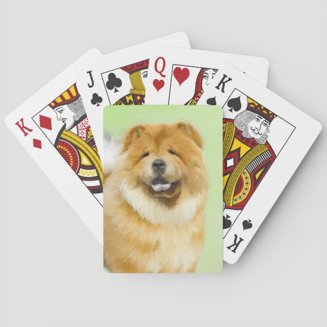 Chow Chow Painting - Cute Original Dog Art Poker Cards (Back)