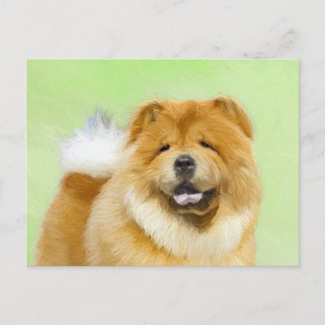 Chow Chow Painting - Cute Original Dog Art Postcard (Front)