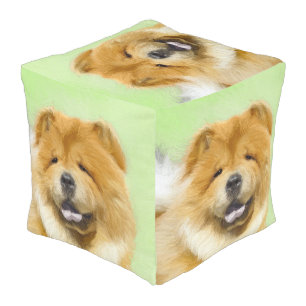Chow Chow Painting - Cute Original Dog Art Pouf