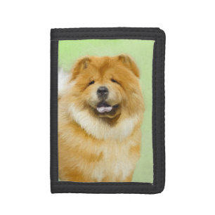 Chow Chow Painting - Cute Original Dog Art Tri-fold Wallet