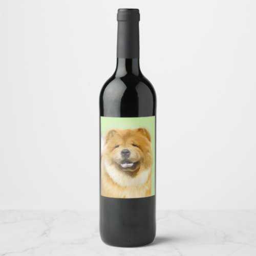 Chow Chow Painting _ Cute Original Dog Art Wine Label