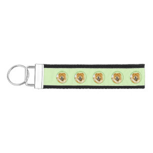 Chow Chow Painting - Cute Original Dog Art Wrist Keychain