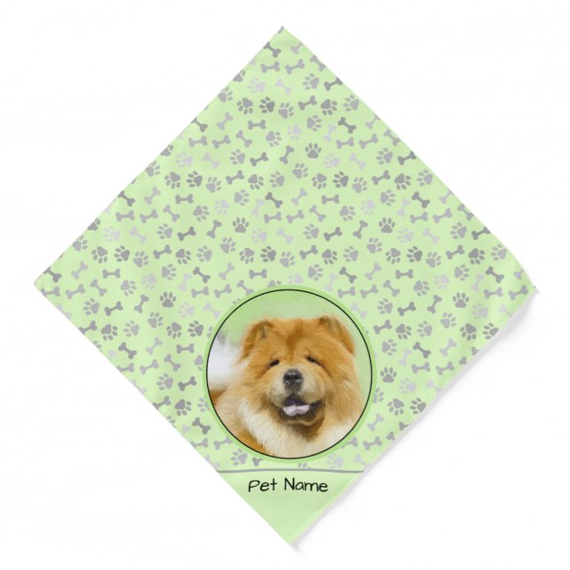 Chow Chow Painting Red Rough Cute Original Dog Art Bandana (Front)