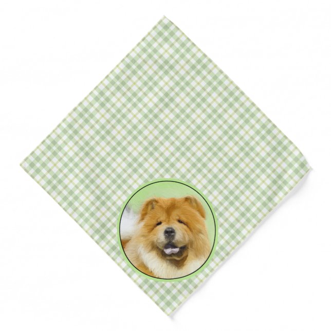 Chow Chow Painting Red Rough Cute Original Dog Art Bandana (Front)