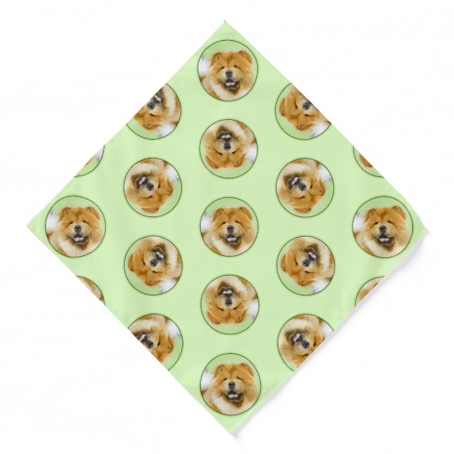 Chow Chow Painting Red Rough Cute Original Dog Art Bandana (Front)