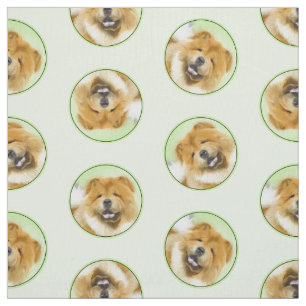 Chow Chow Painting Red Rough Cute Original Dog Art Fabric