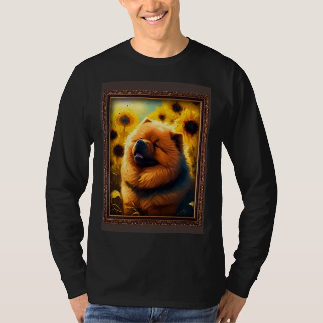 Chow Chow Painting Sunflower Flower Mom Women Flor T-Shirt (Front)