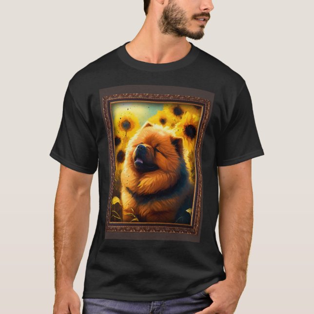 Chow Chow Painting Sunflower Flower Mom Women Flor T-Shirt (Front)