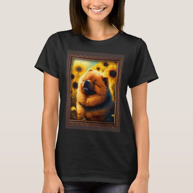 Chow Chow Painting Sunflower Flower Mom Women Flor T-Shirt (Front)