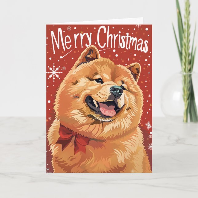 Chow Chow Personalized Christmas Holiday Card (Front)