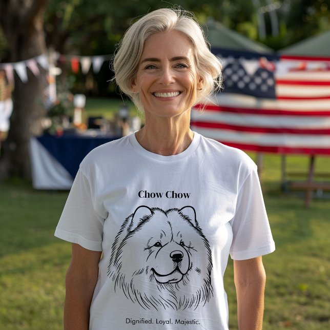 Chow Chow Portrait Black Line Illustration T-Shirt (Creator Uploaded)