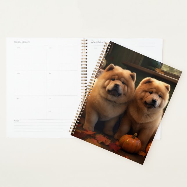 Chow Chow Puppy Autumn Delight Pumpkin Planner (Display)