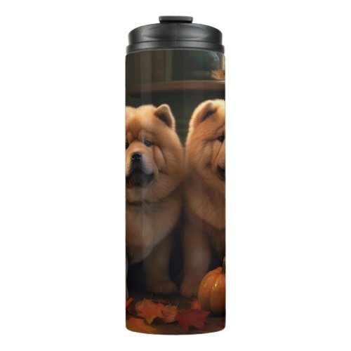 Chow Chow Puppy Autumn Delight Pumpkin Thermal Tumbler
