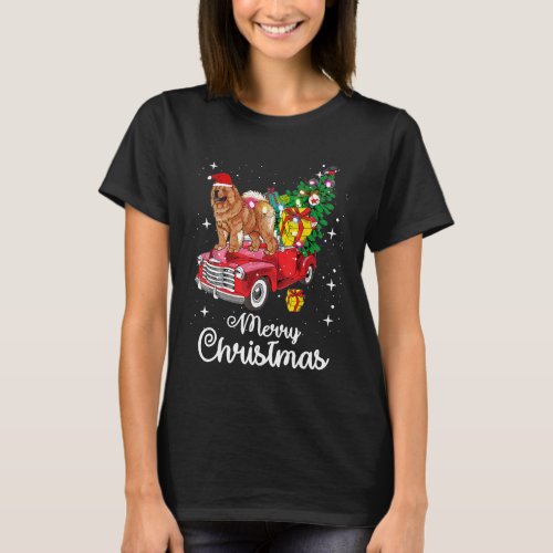 Chow Chow Rides Red Truck Christmas Pajama T_Shirt