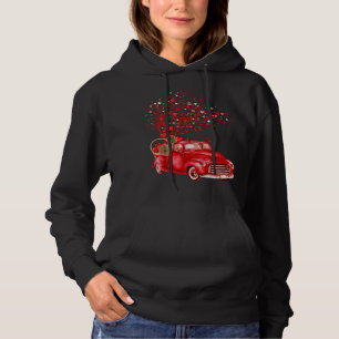 Chow Chow Riding Red Truck Valentine Butterfly Hea Hoodie