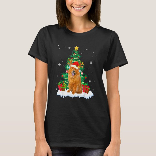 Chow Chow Santa Christmas Tree Light Pajama Dog Xm T-Shirt (Front)
