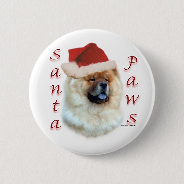 Chow Chow Santa Paws Button (Front)