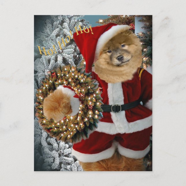 Chow Chow Santa Paws Holiday Postcard (Front)