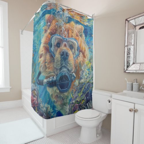 Chow Chow Scuba Diving Underwater Shower Curtain