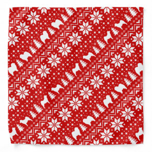 Chow Chow Silhouettes Christmas Pattern Red Bandana