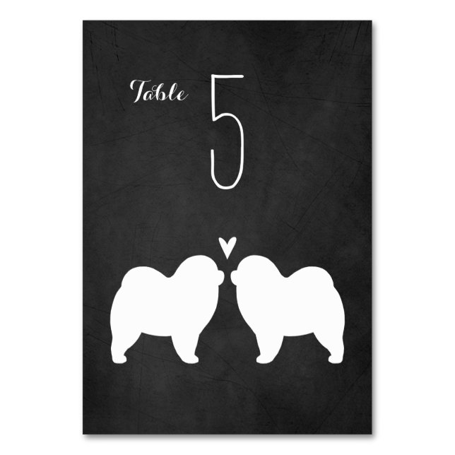 Chow Chow Silhouettes Wedding Reception Table Number (Front)