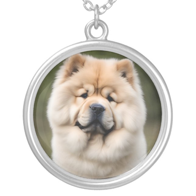 Chow Chow Silver Plated Necklace (Front)