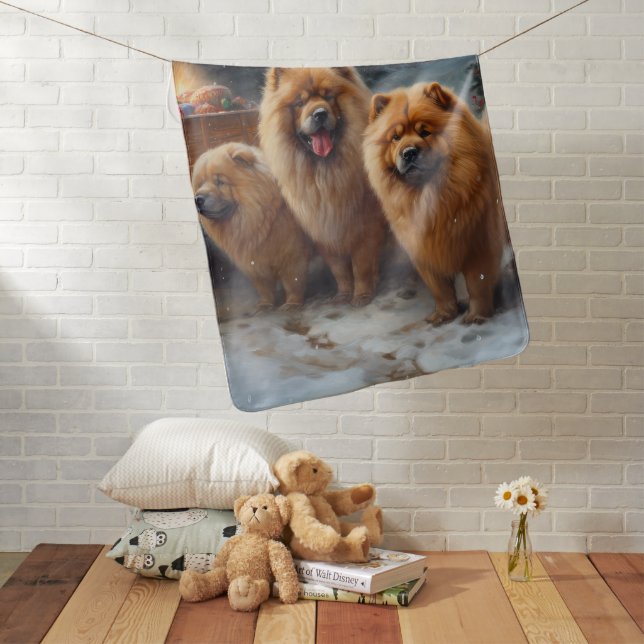 Chow Chow Snowy Sleigh Christmas Decor Baby Blanket (In Situ)