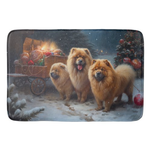 Chow Chow Snowy Sleigh Christmas Decor   Bath Mat