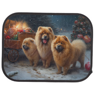 Chow Chow Snowy Sleigh Christmas Decor Car Floor Mat