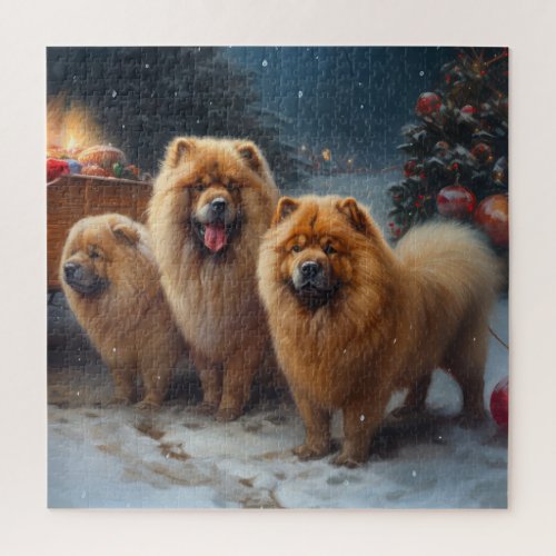 Chow Chow Snowy Sleigh Christmas Decor Jigsaw Puzzle