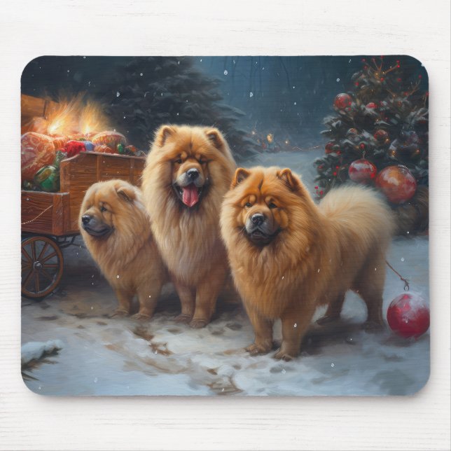 Chow Chow Snowy Sleigh Christmas Decor Mouse Pad (Front)