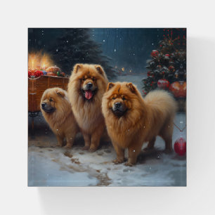 Chow Chow Snowy Sleigh Christmas Decor   Paperweight