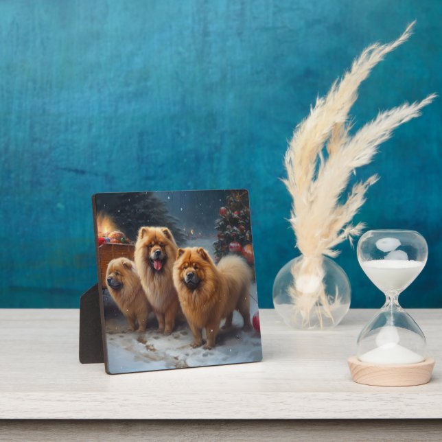 Chow Chow Snowy Sleigh Christmas Decor Plaque (Insitu)