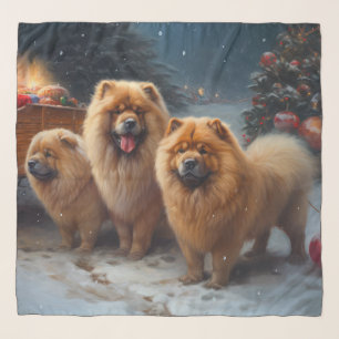 Chow Chow Snowy Sleigh Christmas Decor Scarf