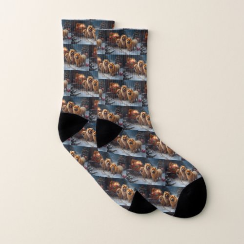 Chow Chow Snowy Sleigh Christmas Decor Socks