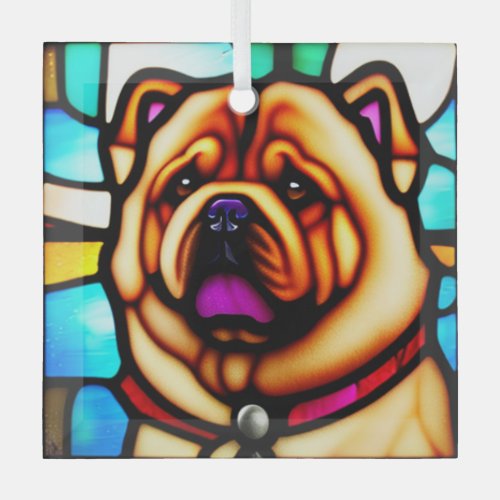 Chow Chow Stained Glass Glass Ornament