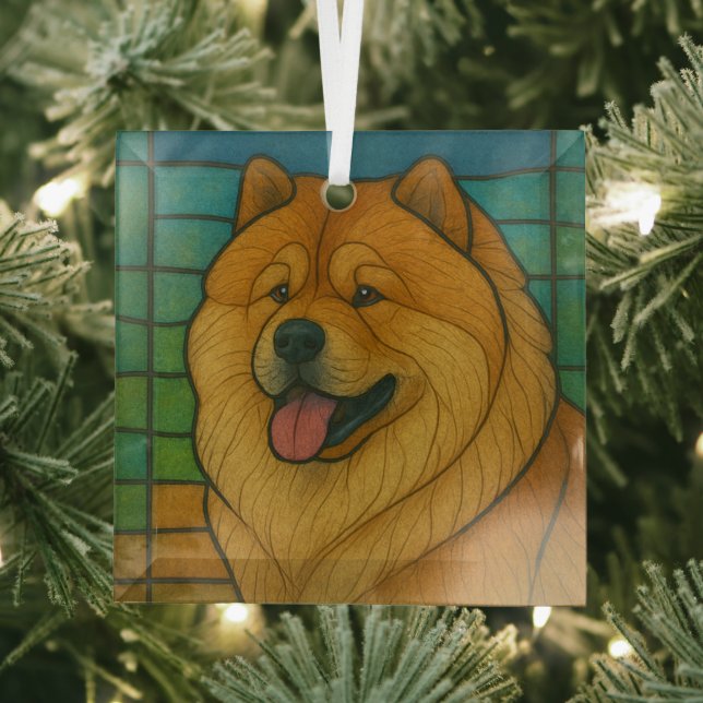 Chow Chow "Stained Glass" Glass Ornament (Insitu)