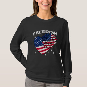 Chow Chow Sunflower Heart American Flag Freedom T-Shirt