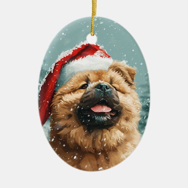 Chow Chow vintage personalized Christmas Ceramic Ornament (Front)