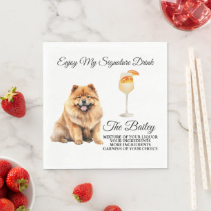 Chow Chow Wedding Signature Drink Dog Photo Napkins
