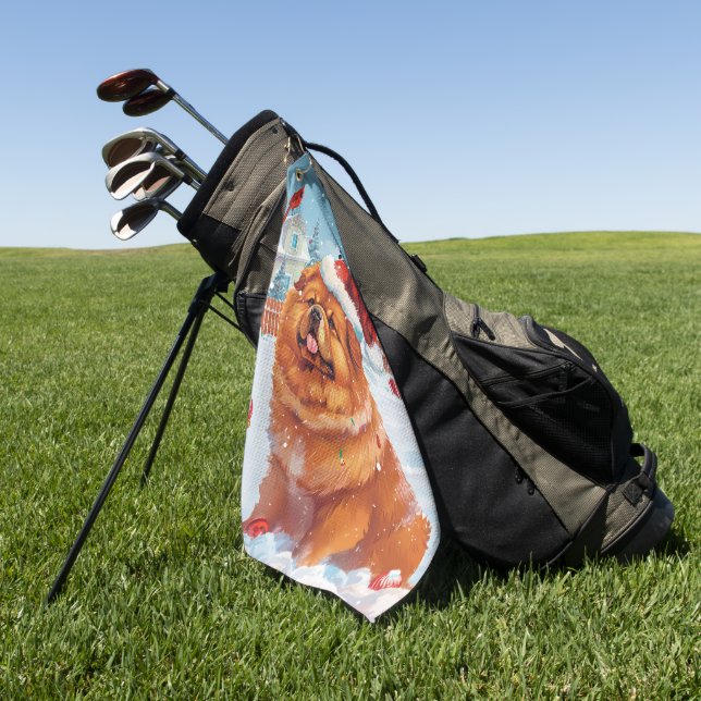 Chow Chow Winter Wonderland Christmas Joy  Golf Towel (Green)