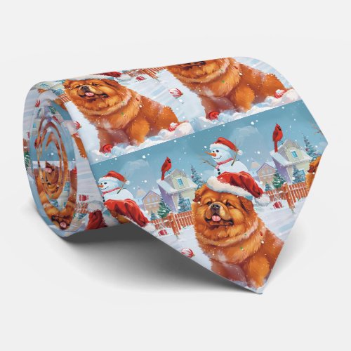 Chow Chow Winter Wonderland Christmas Joy  Neck Tie