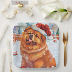 Chow Chow Winter Wonderland Christmas Joy  Paper Plates