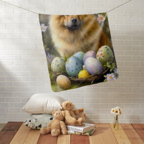 Chow Chow with Easter Eggs Holiday  Baby Blanket