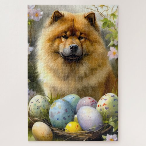 Chow Chow with Easter Eggs Holiday  Jigsaw Puzzle