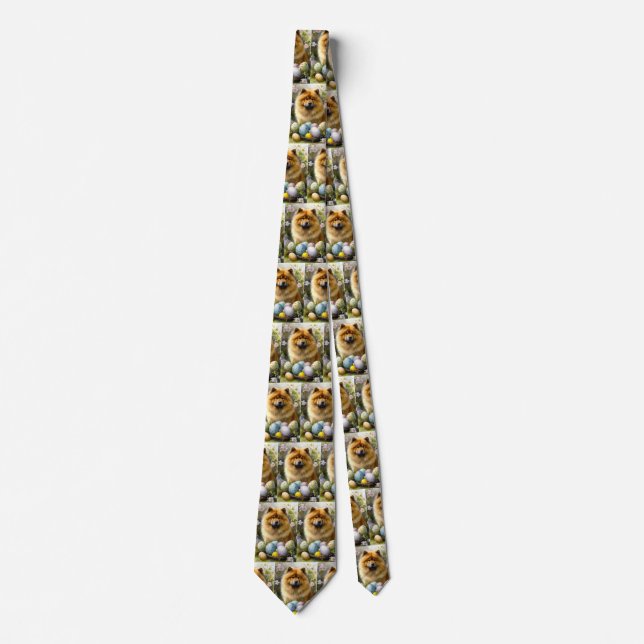 Chow Chow with Easter Eggs Holiday  Neck Tie (Front)