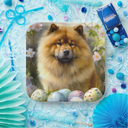Chow Chow with Easter Eggs Holiday  Paper Plates