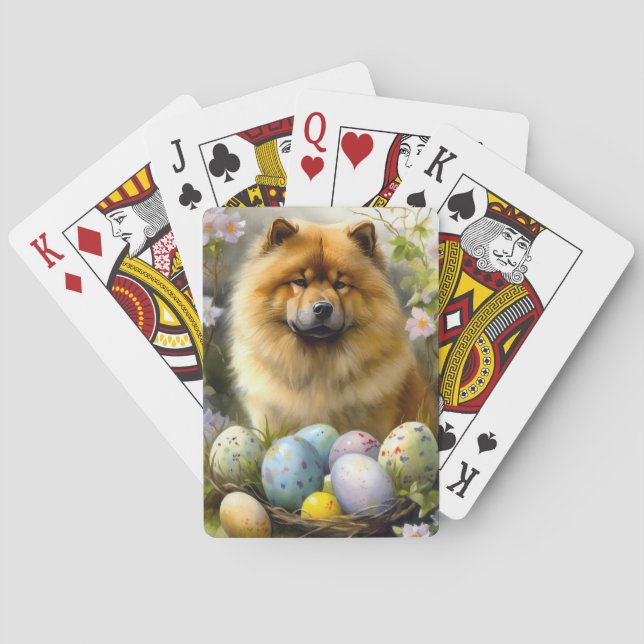 Chow Chow with Easter Eggs Holiday  Poker Cards (Back)