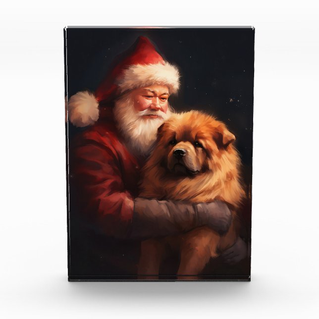Chow Chow With Santa Claus Festive Christmas  Acrylic Award (Front)