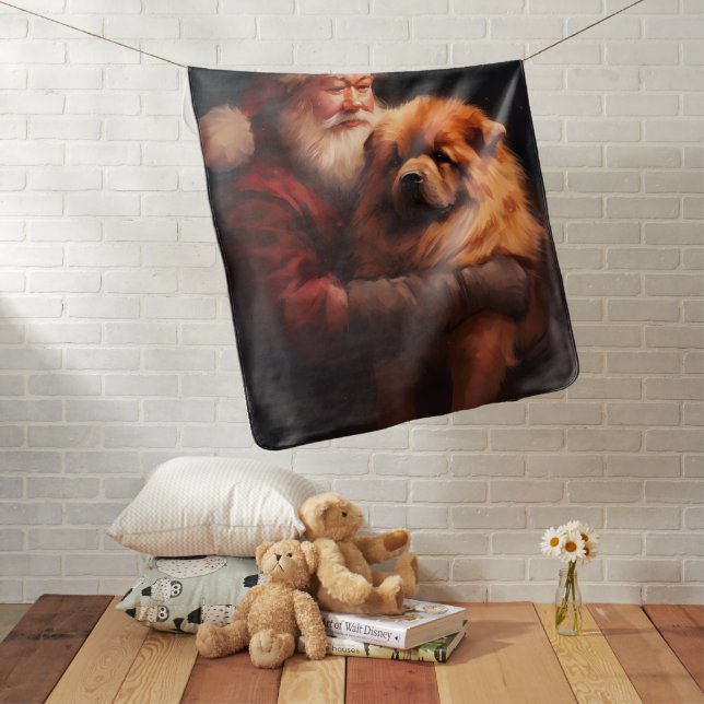 Chow Chow With Santa Claus Festive Christmas  Baby Blanket (In Situ)